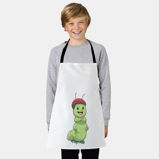 Caterpillar as Inline skater with Roller skates.pn エプロン (着用した状態)