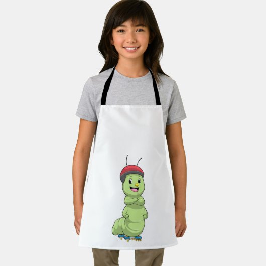 Caterpillar as Inline skater with Roller skates.pn エプロン (インサイチュ)