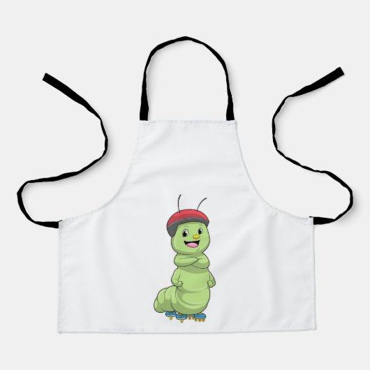 Caterpillar as Inline skater with Roller skates.pn エプロン (正面)