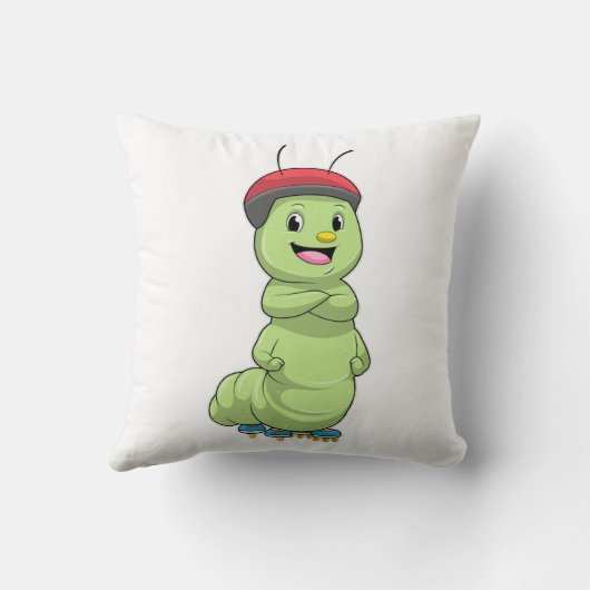 Caterpillar as Inline skater with Roller skates.pn クッション (裏面)