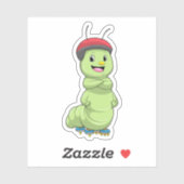 Caterpillar as Inline skater with Roller skates.pn シール (シート)