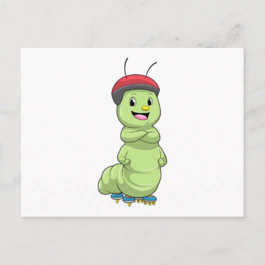 Caterpillar as Inline skater with Roller skates.pn ポストカード (正面)