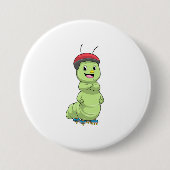 Caterpillar as Inline skater with Roller skates.pn 缶バッジ (正面)