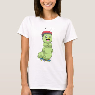 Caterpillar as Inline skater with Roller skates.pn Tシャツ