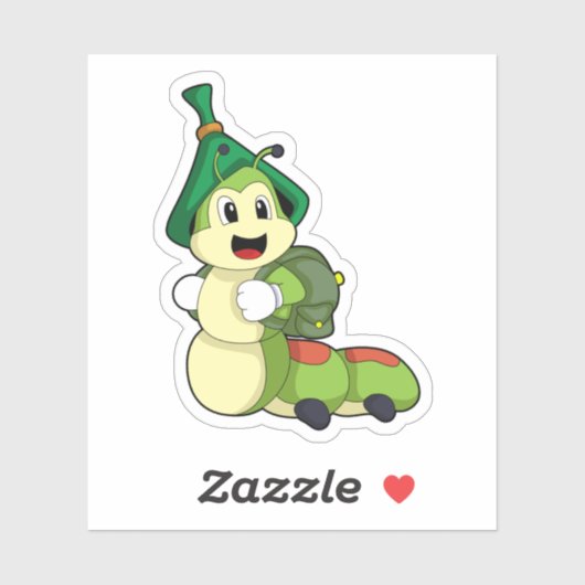 Caterpillar as Student with Backpack シール (シート)