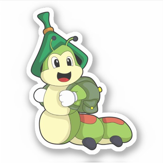 Caterpillar as Student with Backpack シール (正面)
