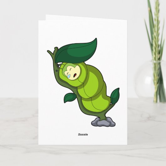 Caterpillar at Sleeping with Leaf カード (裏面)