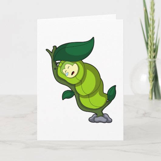 Caterpillar at Sleeping with Leaf カード (正面)