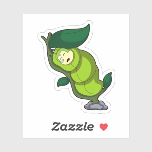 Caterpillar at Sleeping with Leaf シール (シート)