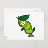 Caterpillar at Sleeping with Leaf ポストカード (正面/裏面)