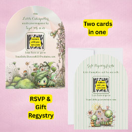 Caterpillar Baby Shower QR Code RSVP/Gift Registry 招待状
