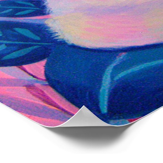 Caterpillar Cat Pink Purple Blue Fantasy Wall Art ポスター (角)