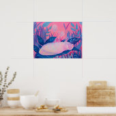 Caterpillar Cat Pink Purple Blue Fantasy Wall Art ポスター (キッチン)