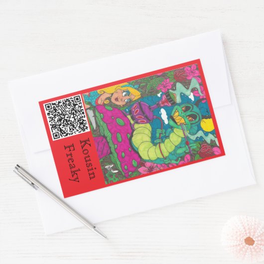 Caterpillar Hookah 長方形シール (封筒)