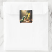 Caterpillar Looking At a Butterfly In a Mirror スクエアシール (バッグ)