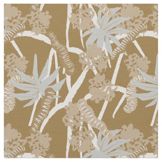 Caterpillar maximalist rustic tropical - brown  ファブリック (クローズアップ)