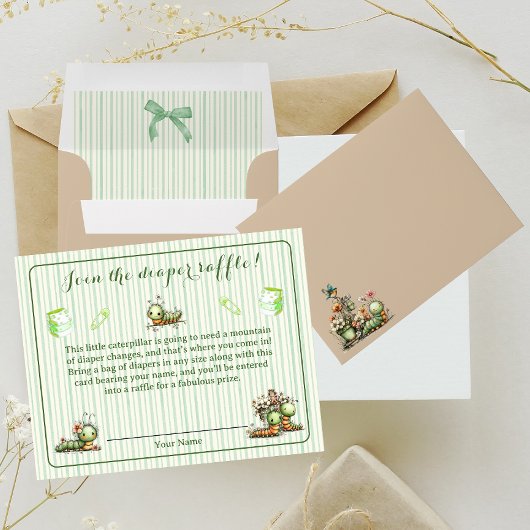 Caterpillar Shower Diaper Raffle/ Book Request ノートカード
