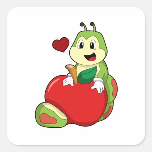 Caterpillar with Apple スクエアシール (正面)