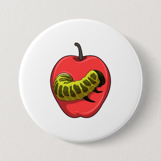 Caterpillar with Apple 缶バッジ (正面)
