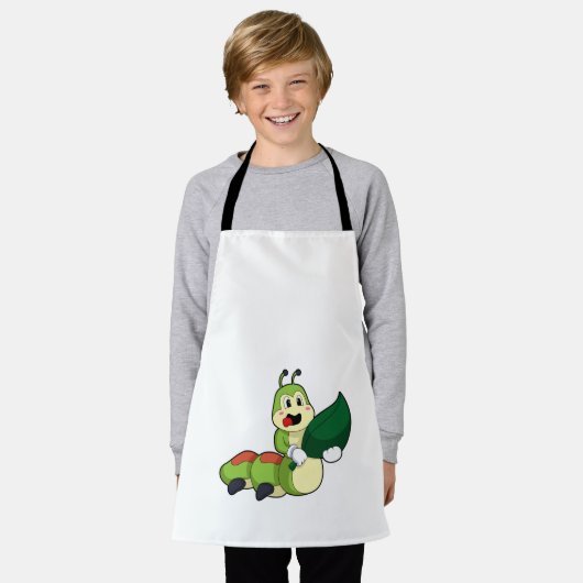 Caterpillar with Leaf エプロン (着用した状態)