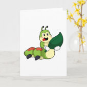 Caterpillar with Leaf カード (黄色い花)