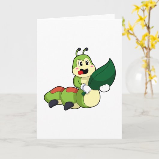 Caterpillar with Leaf カード (黄色い花)