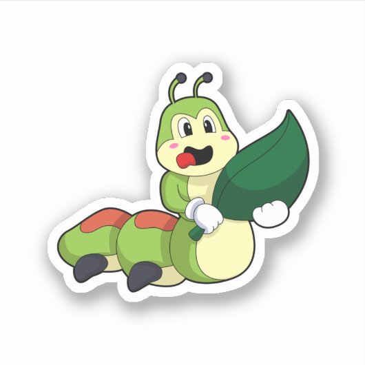 Caterpillar with Leaf シール (正面)