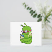 Caterpillar with Sunglasses & Book ポストカード (スタンド正面)