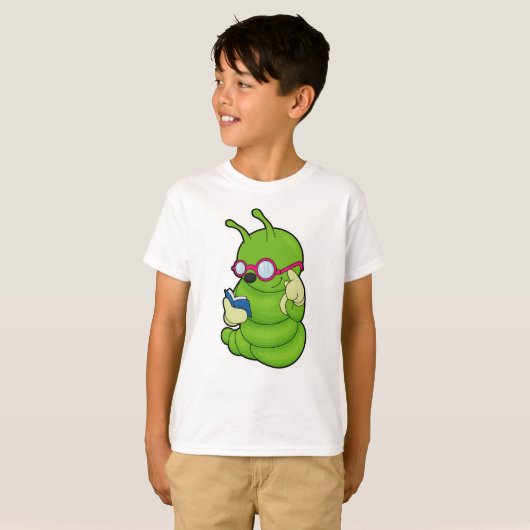 Caterpillar with Sunglasses & Book Tシャツ (正面フル)