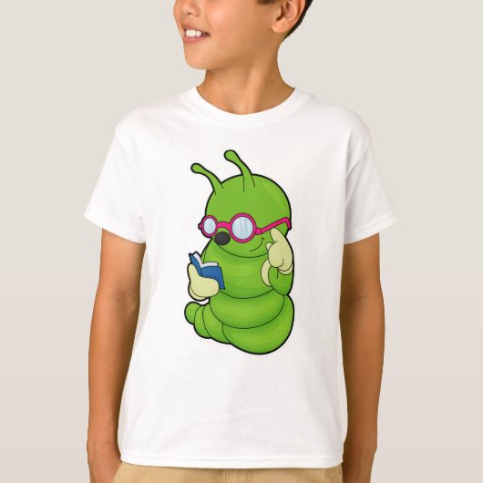 Caterpillar with Sunglasses & Book Tシャツ (正面)
