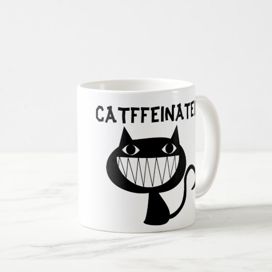 CATFFEINATEDのおもしろいなコーヒー猫のマグ コーヒーマグカップ (正面右)