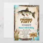 Catfish fishing Birthday Invitation 招待状 (正面/裏面)