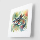 Catfish in Watercolor Art 170724AREF129 - Watercol スクエア壁時計 (傾斜)