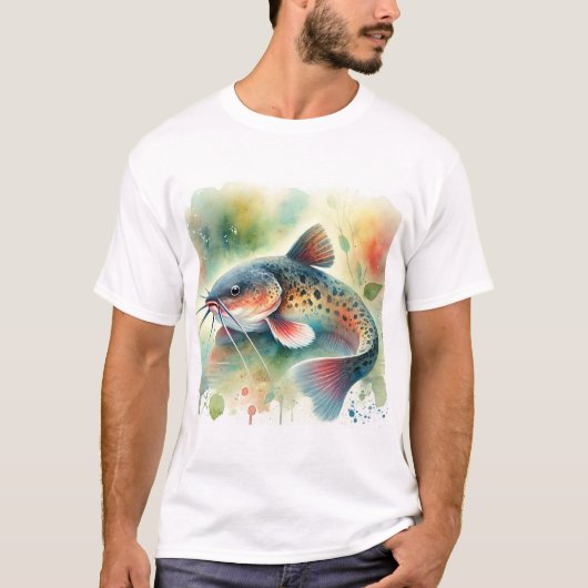 Catfish in Watercolor Art 170724AREF129 - Watercol Tシャツ (正面)