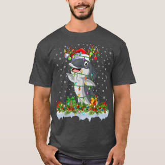 Catfish Lover Matching Santa Lighting Catfish Chri Tシャツ