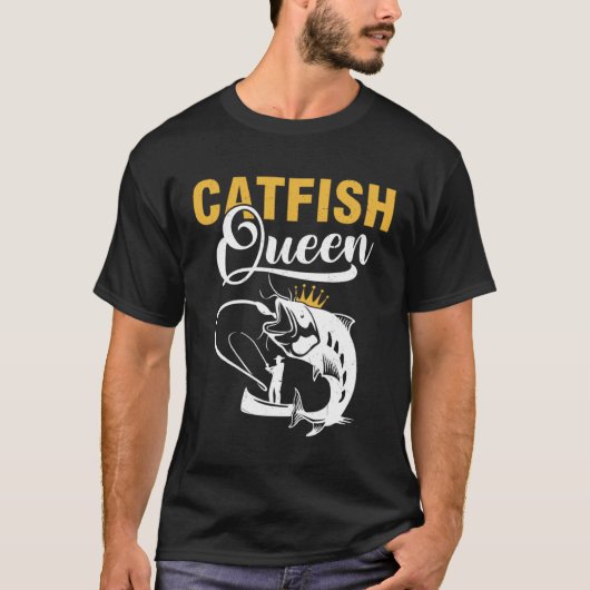 Catfish Queen Fishing Catfishing Girls Women Tシャツ (正面)