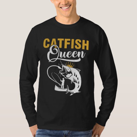 Catfish Queen  Fishing Catfishing Girls Women Tシャツ (正面)