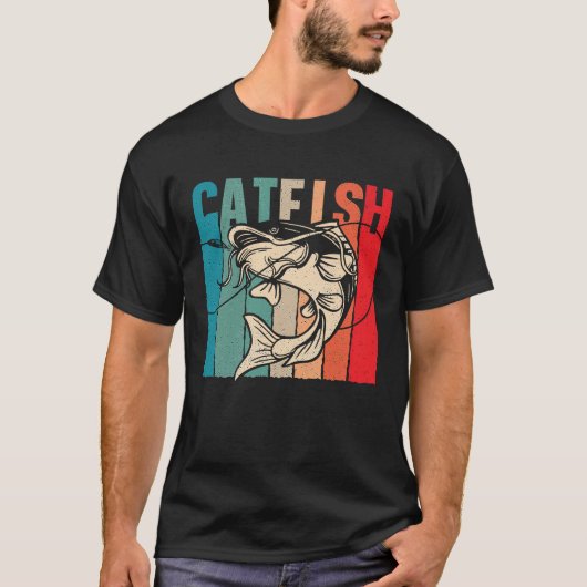 Catfish Retro Catfishing Freshwater Fishing Fisher Tシャツ (正面)