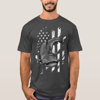 Catfishing American Flag  Catfish Angler Tシャツ