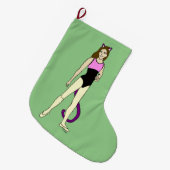 catgirlボタン ラージクリスマスストッキング (正面 (吊り時))