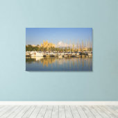 Cathedral and marina, Palma, Mallorca，スペイン キャンバスプリント (インサイチュ (ウッドフロア))
