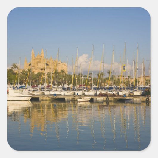 Cathedral and marina, Palma, Mallorca，スペイン スクエアシール (正面)