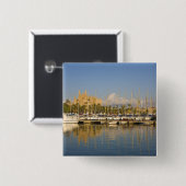 Cathedral and marina, Palma, Mallorca，スペイン 缶バッジ (正面&裏面)