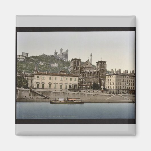 Cathedral and Notre Dame de Fourviere, Lyons,フラン マグネット (正面)