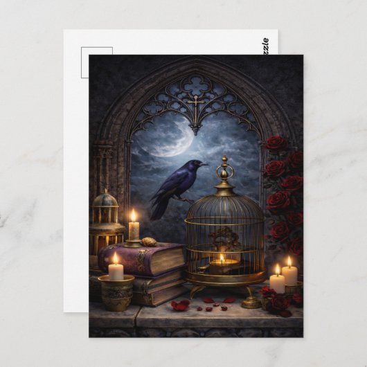 Cathedral Gothic Wall Art – Raven Still Life ポストカード (正面/裏面)