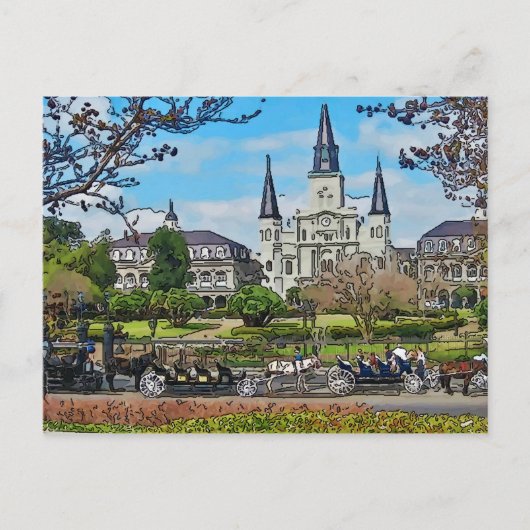 Cathedral, Jackson Square, New Orleansポスター ポストカード (正面)