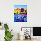 Cathedral Rock reflecting in Oak Creek, Arizona ポスター (ホームオフィス)