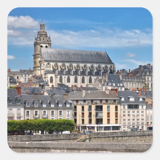Cathedral Saint Louis at Blois in Franceポストカード スクエアシール (正面)