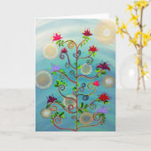 "CatherineHayesArt著開花の木"のメッセージカード カード (黄色い花)