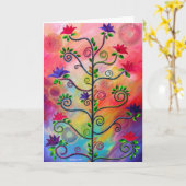 "CatherineHayesArt著開花2の木"のメッセージカード カード (黄色い花)